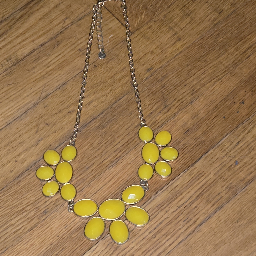 Bright Yellow Floral Bib Necklace for Women